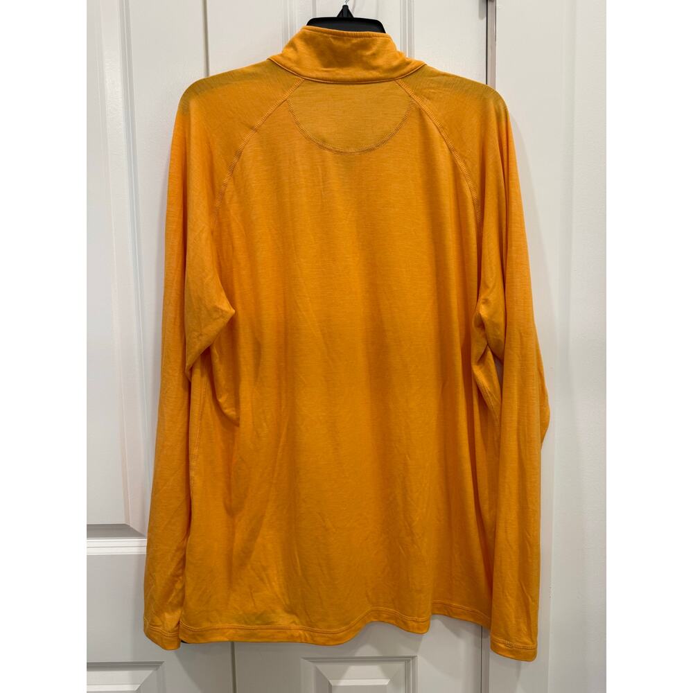 Orvis Men’s Quarter Zip Pullover Orange Lightweight Performance Shirt outdoor L